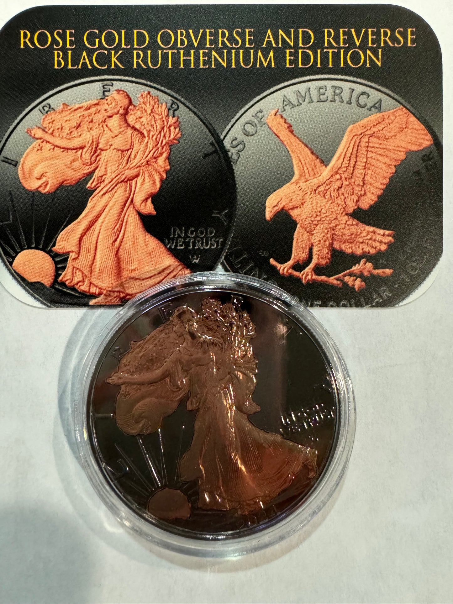 2024 American Eagle Lady Liberty Ruthenium 1oz .999 Silver Coin w/24k Rose Gold Gilding