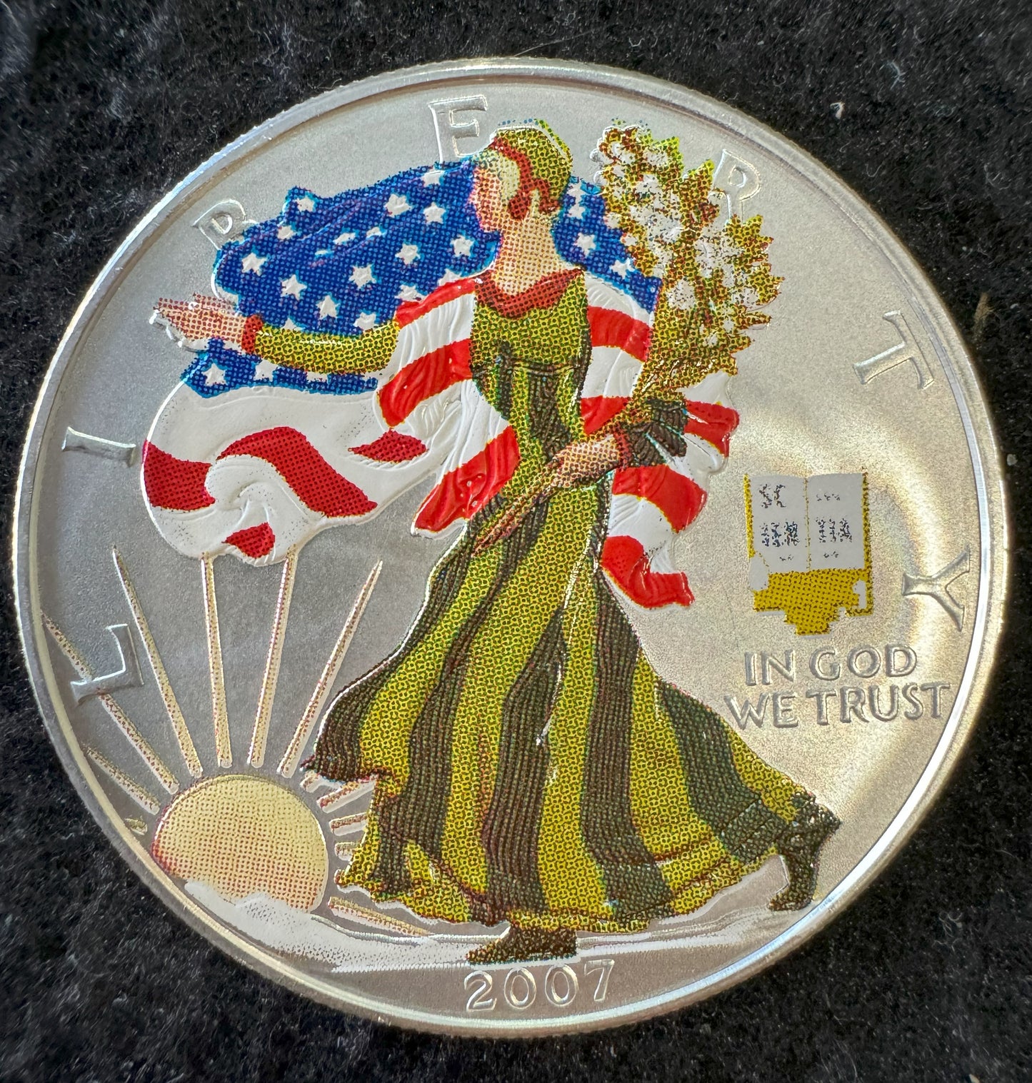 2007 American Eagle Lady Liberty OD Green Dress 1oz .999 Silver Coin