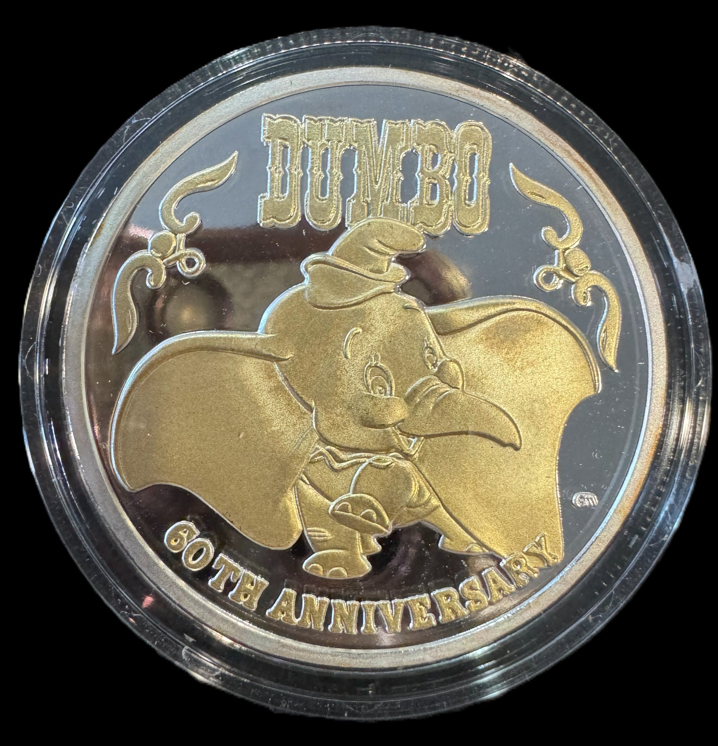 2001 Disney Dumbo 60th Anniversary 1 oz .999 Silver Coin w/24K Gold Relief