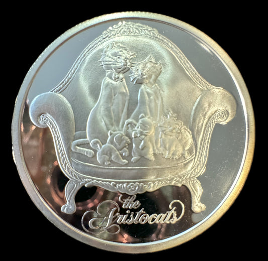 1995 Disney 25th Anniversary The Aristocats 1 oz .999 Silver Coin