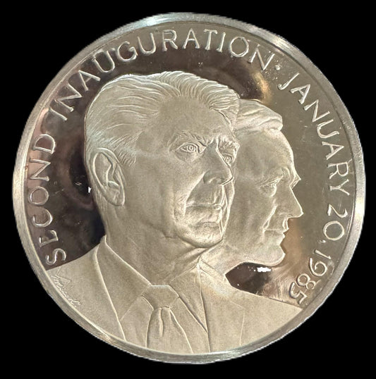 1985 Reagan Bush Presidential Inaugural Medal 1 oz .999 Silver Coin