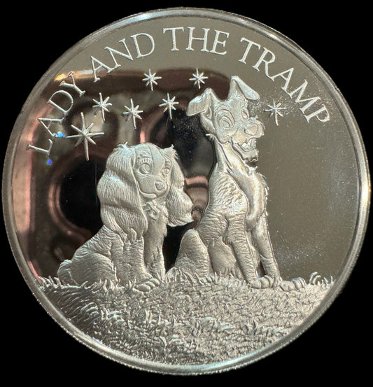 1995 Disney Lady and The Tramp 1 oz .999 Silver Coin