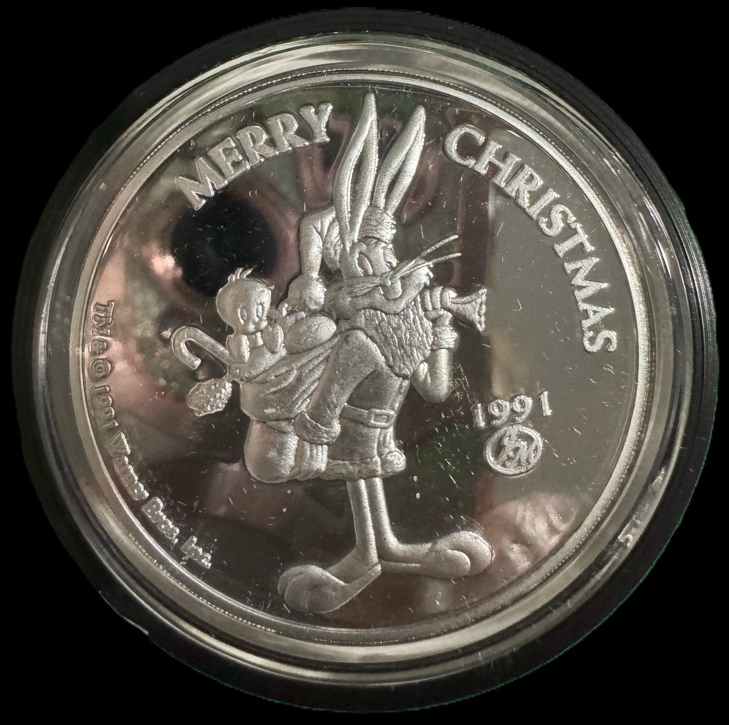 1991 Bugs Bunny Christmas Holiday Commemorative 1oz .999 Silver Coin