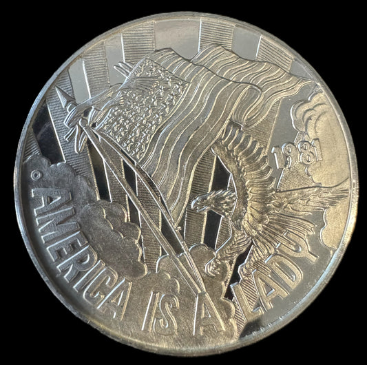 1981 Krewe of Aquila America Is A Lady 25g .999 Silver Coin