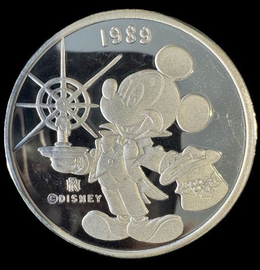 1989 Disney “Mickey’s Holiday Treasures” 1 oz .999 Silver Coin