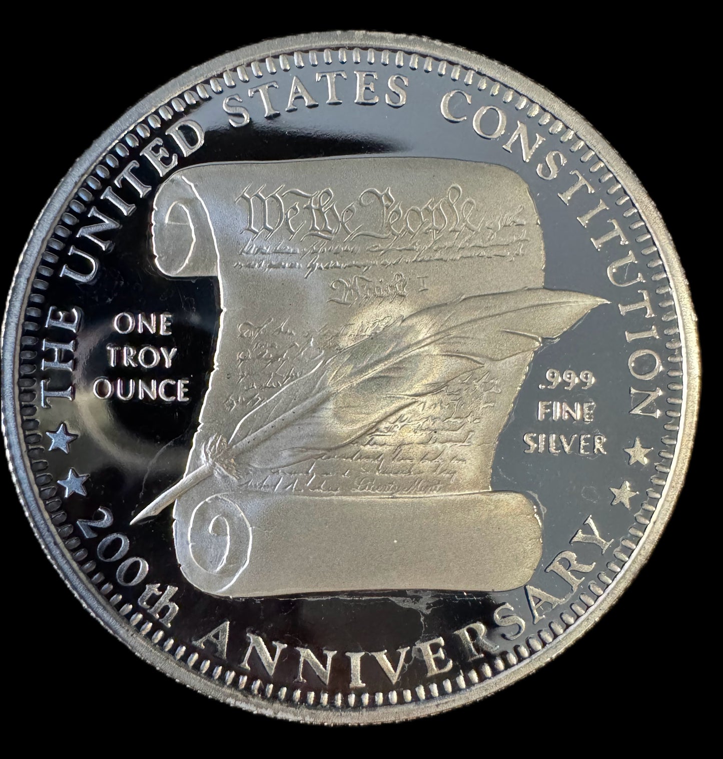 1987 200th Anniversary US Constitution 1 oz .999 Silver Coin