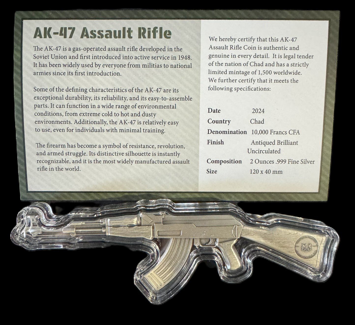 2024 AK-47 Rifle 2 oz .999 Silver