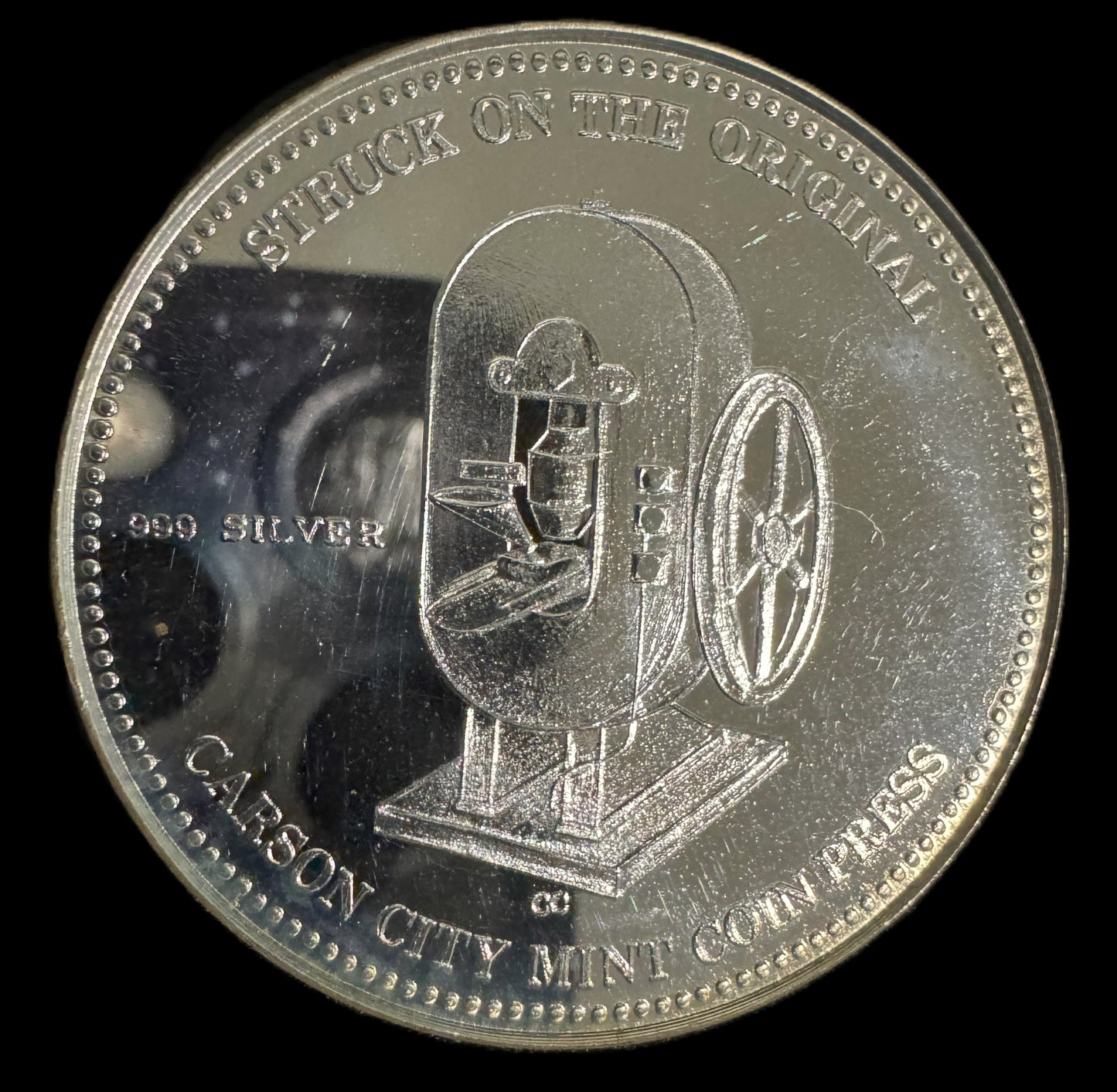 1980 Commemorative Carson City Mint Coin Press 1 oz .999 Silver Coin