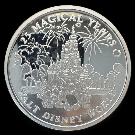 1996 Disney World 25th Anniversary 5 oz .999 Silver Coin