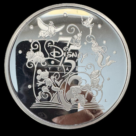 1998 Disney 75 Years of Love and Laughter 5 oz .999 Silver Coin