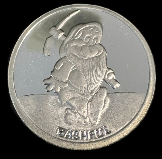 1987 Disney’s 50th Snow White & The Seven Dwarfs “Bashful” 1 oz .999 Silver Coin