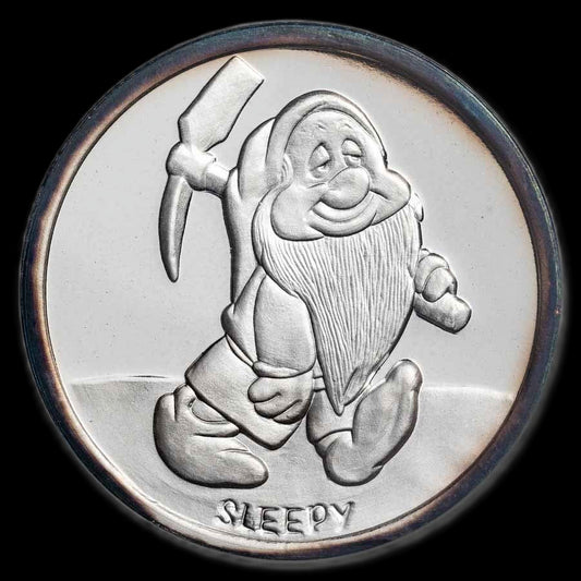 1987 Disney’s 50th Snow White & The Seven Dwarfs “Sleepy” 5 oz .999 Silver Coin