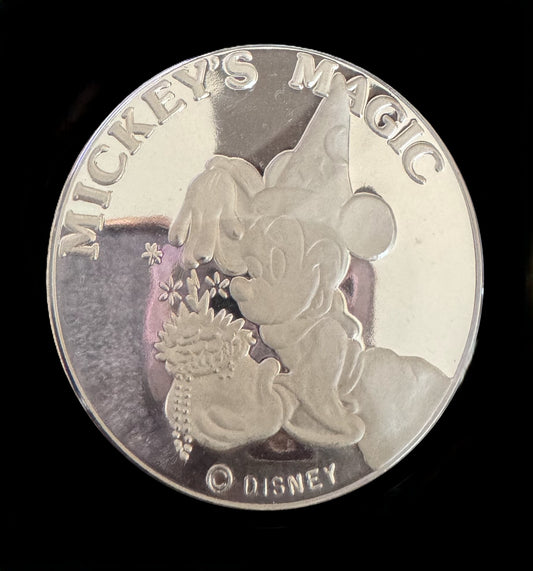 1987 Disney “Mickey’s Magic” 5 oz .999 Silver Coin