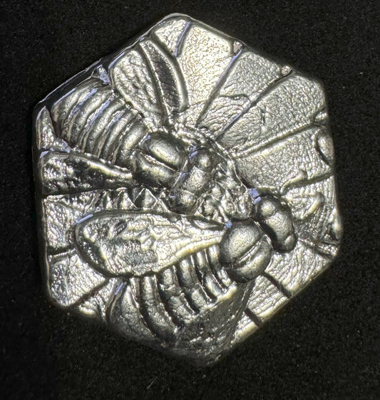 Hex Shaped Flower Bees Bar 4.3 oz .999 Silver
