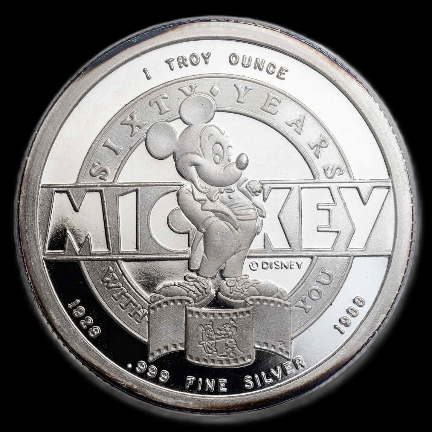 1988 Disney Sorcerer's Apprentice 1 oz .999 Silver Coin