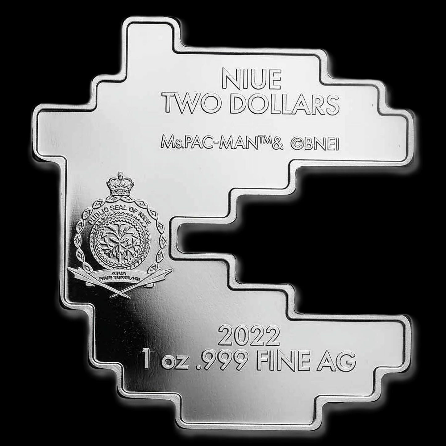 2022 Ms. PAC-MAN™ Colorized Shape 1 oz .999 Silver Coin