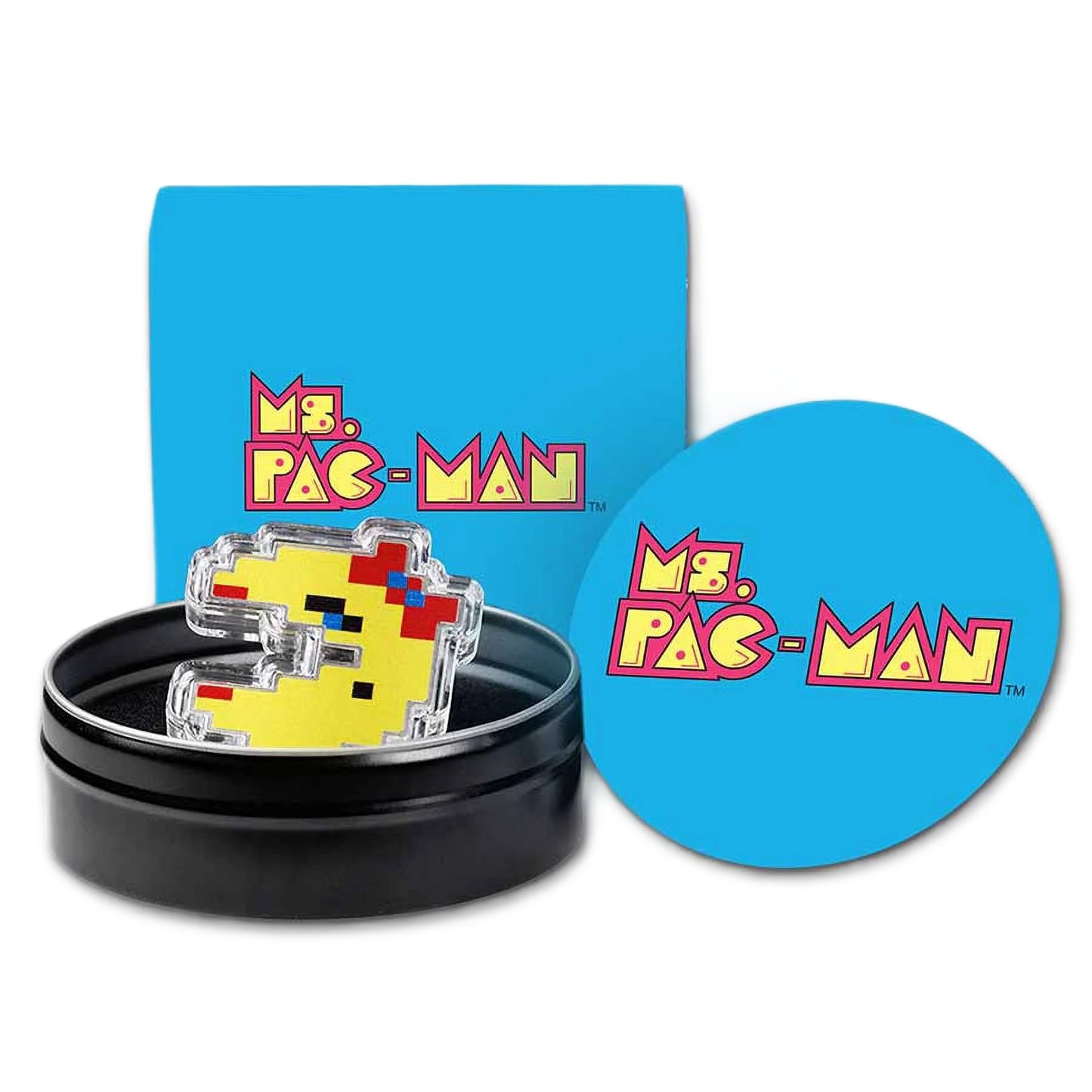 2022 Ms. PAC-MAN™ Colorized Shape 1 oz .999 Silver Coin