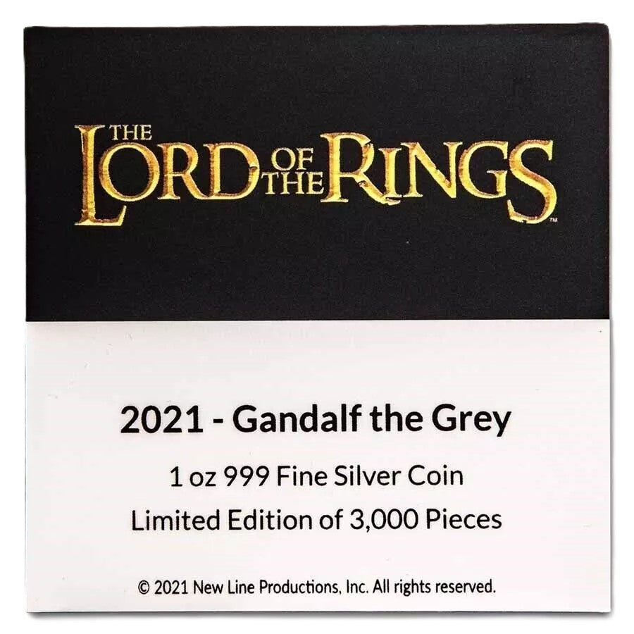 2021 Lord Of The Rings Gandalf The Grey 1 oz .999 Silver Coin