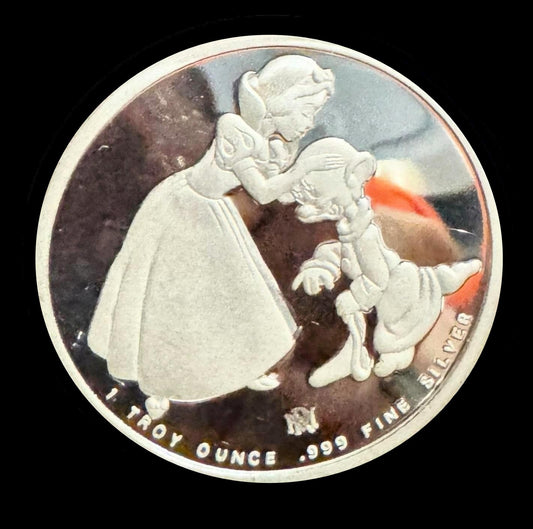 1988 Disney Around the World “Snow White & Dopey” 1 oz .999 Silver Coin