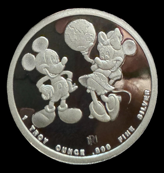 1988 Disney Around the World “Mickey & Mini Mouse” 1 oz .999 Silver Coin
