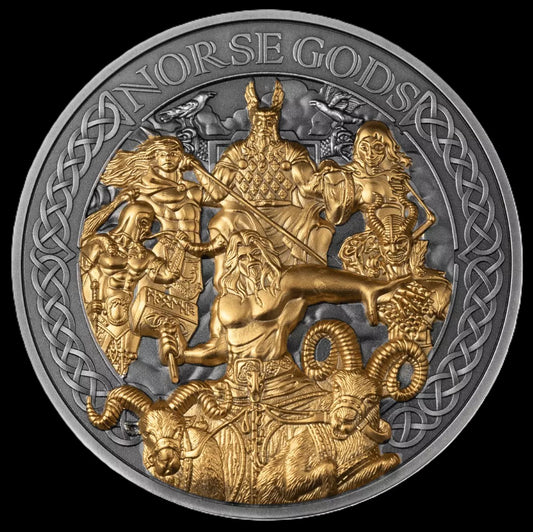 2024 Nordic Gods The Aesir 5 oz .999 Silver Coin w/24K Gold Relief
