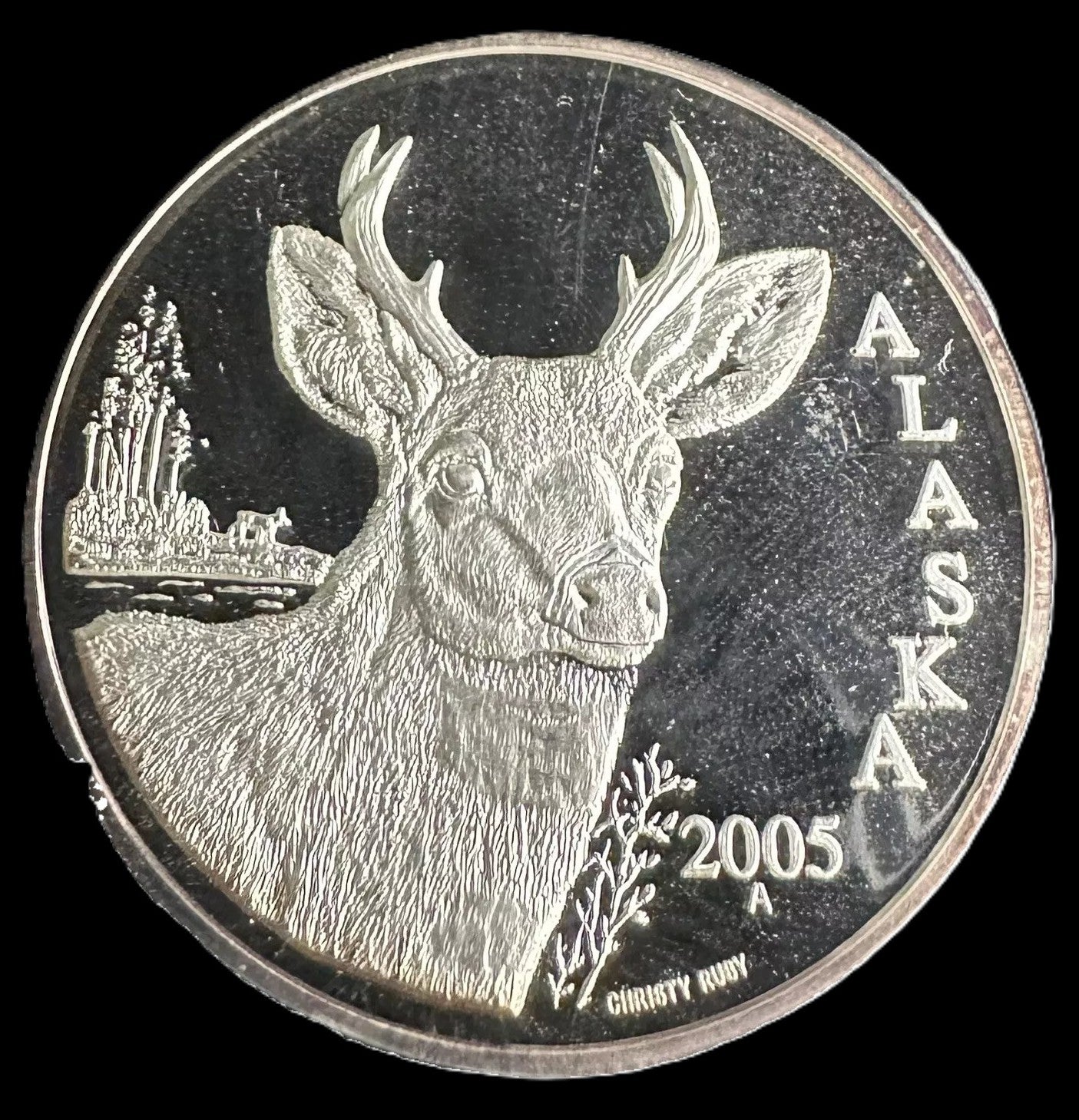 2005 State of Alaska Sitka Deer 16 grams .999 Silver Coin