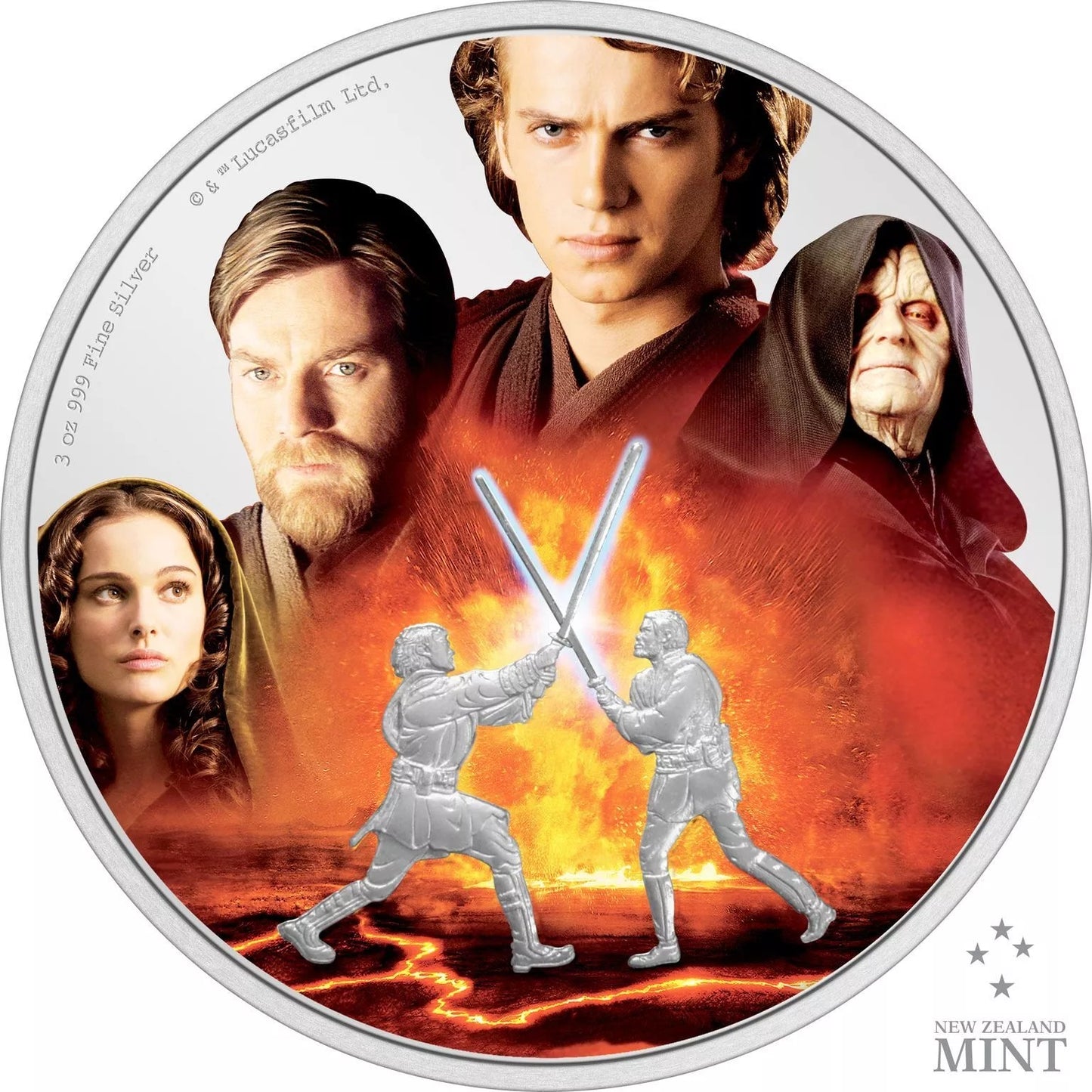 2022 Star Wars Anakin vs. Obi-Wan Battle Scenes 3 oz .999 Silver Coin