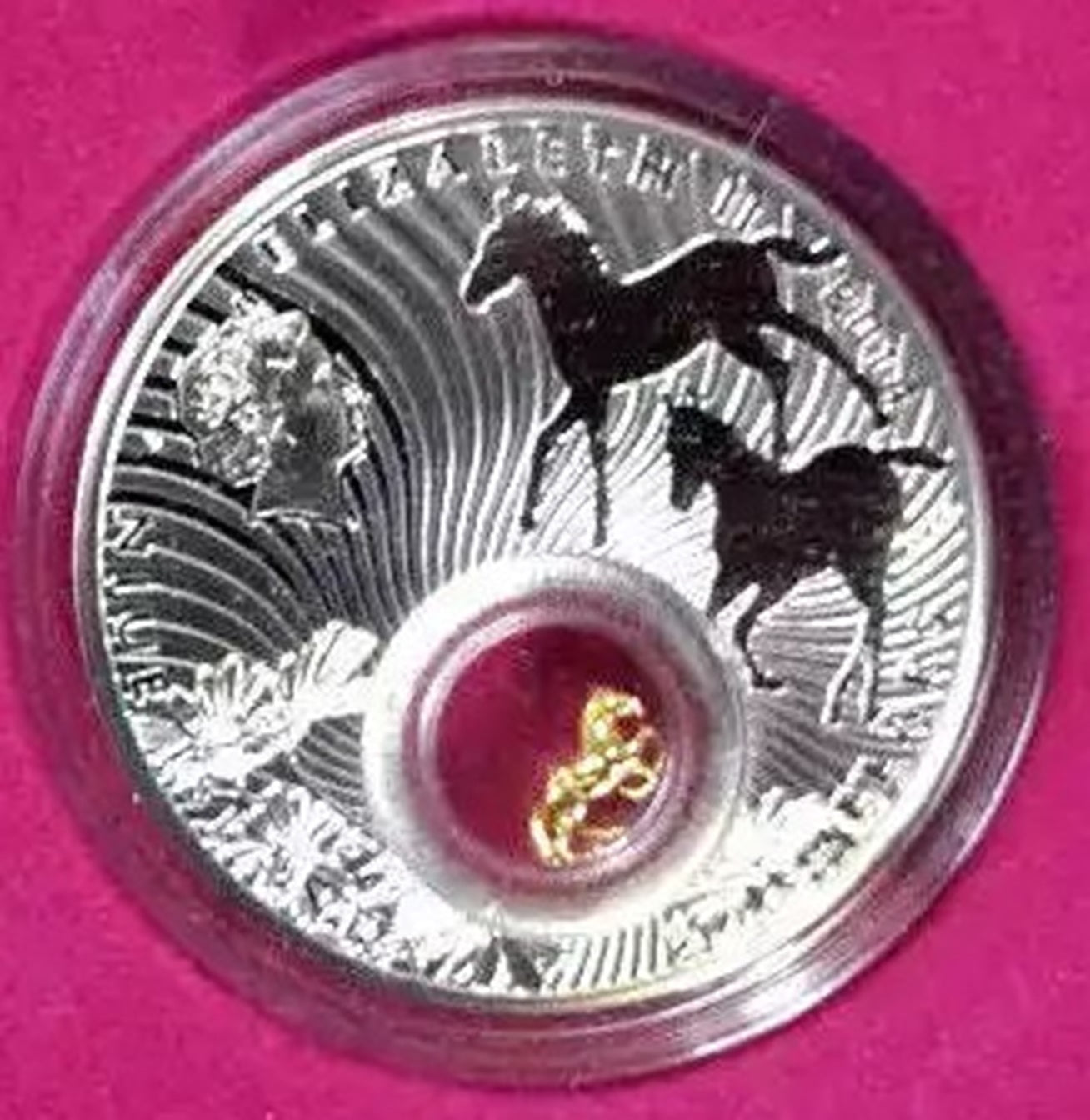 2014 Year of the Horse 1 oz .999 Silver Coin w/24k Gold