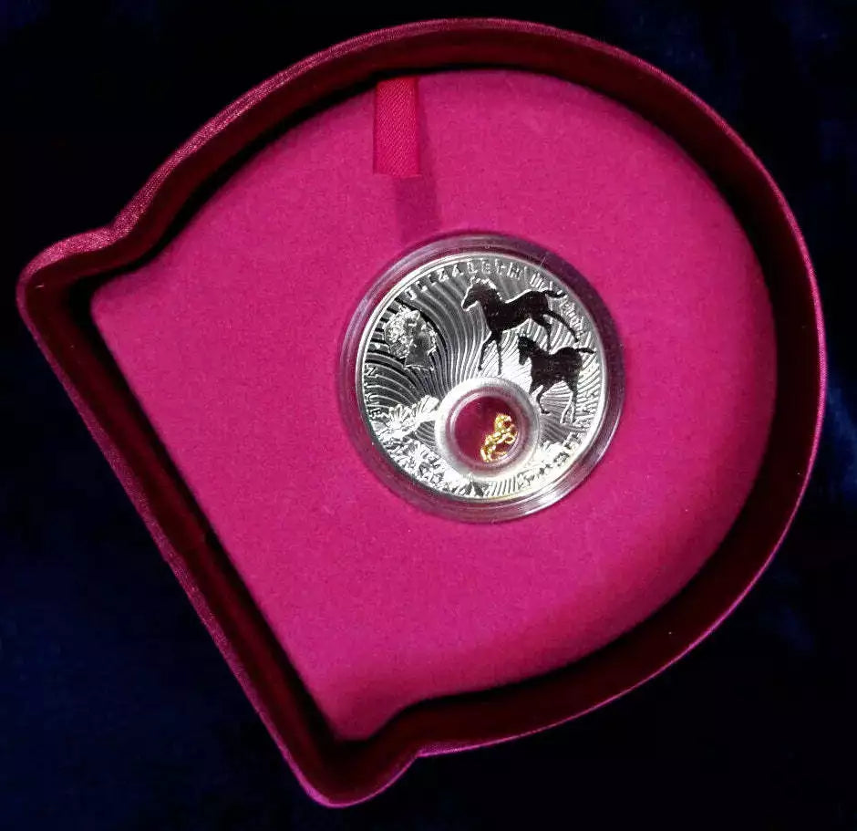 2014 Year of the Horse 1 oz .999 Silver Coin w/24k Gold