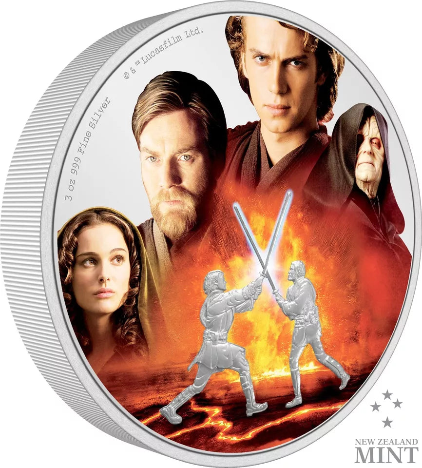 2022 Star Wars Anakin vs. Obi-Wan Battle Scenes 3 oz .999 Silver Coin
