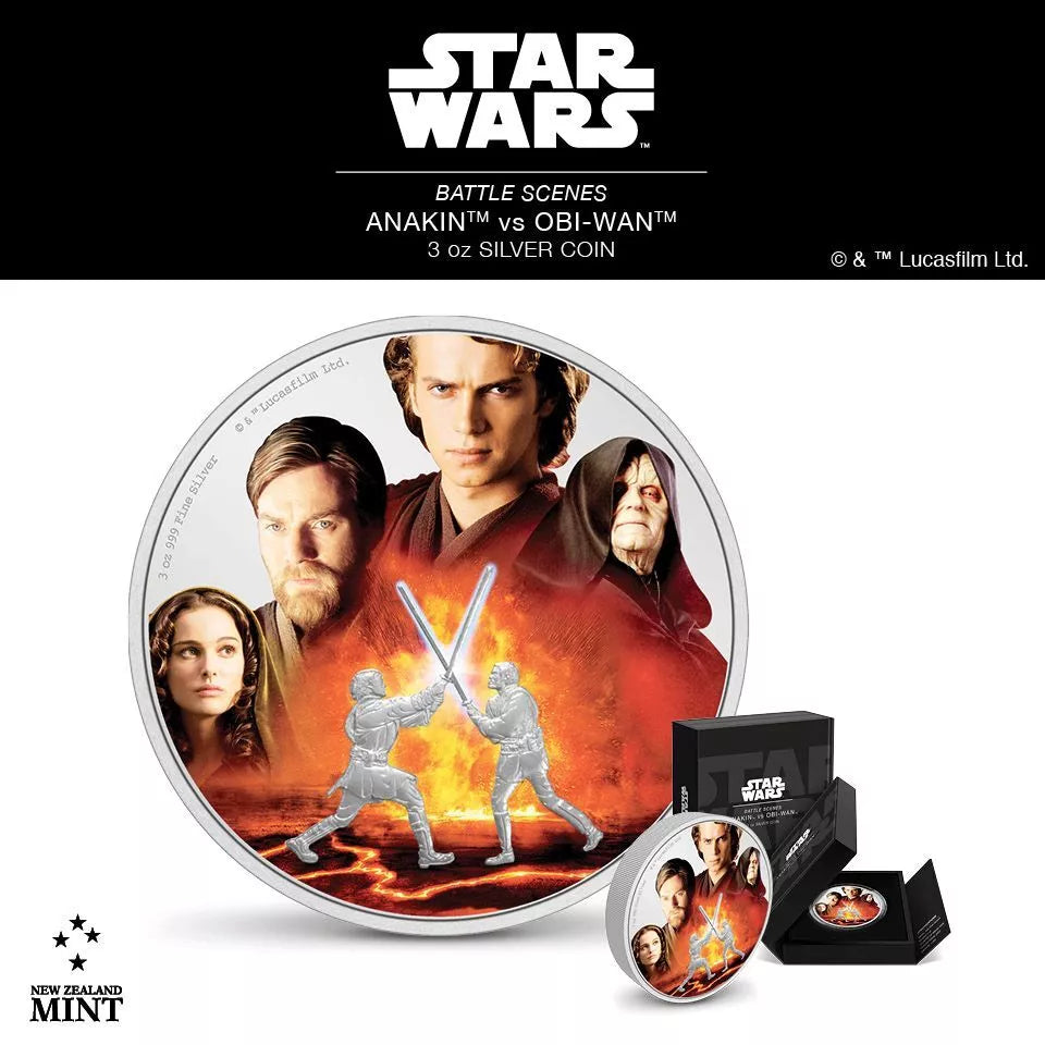 2022 Star Wars Anakin vs. Obi-Wan Battle Scenes 3 oz .999 Silver Coin