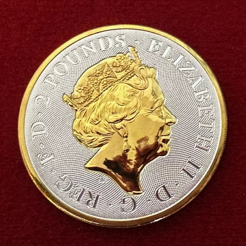 2019 British Valiant 1 oz .9999 Silver Coin w/24k Gold Gilding