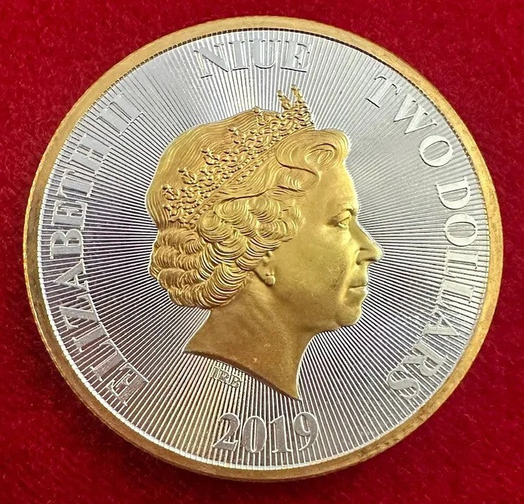 2019 Roaring Lion 1 oz .9999 Silver Coin w/24k Gold Gilding