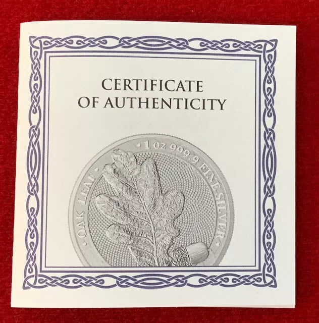 2019 Germania Oak Leaf 1 oz .999 Silver w/24K Gold Relief