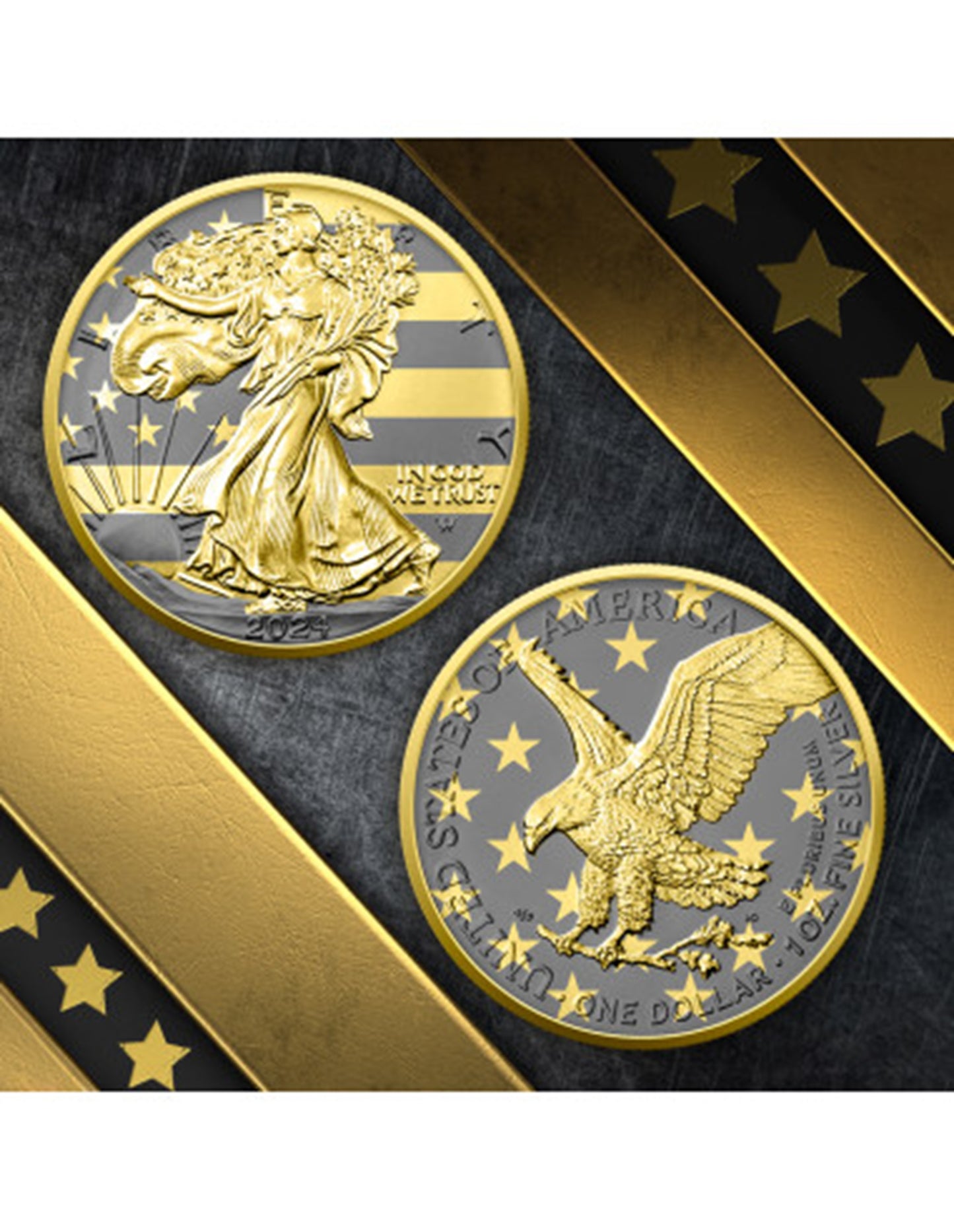 2024 American Eagle Lady Liberty Gold Ring Gold & Ruthenium 1oz .999 Silver Coin